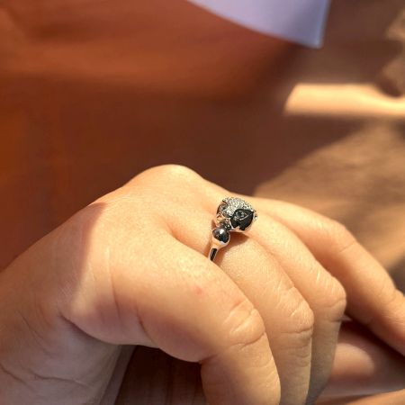 92.5 Sterling Silver Dragon Flexible Studded Statement Ring